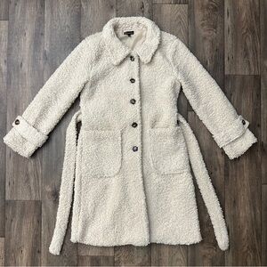 Shinestar Sherpa Trench Coat Women’s Size S Off White